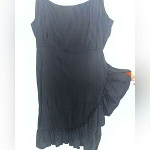 O'Neill Navy Pinstripe Casual Ruffle Dress